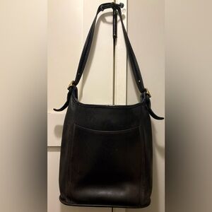 Coach Vintage Black Leather Duffle Tote Shoulder Bag 9060